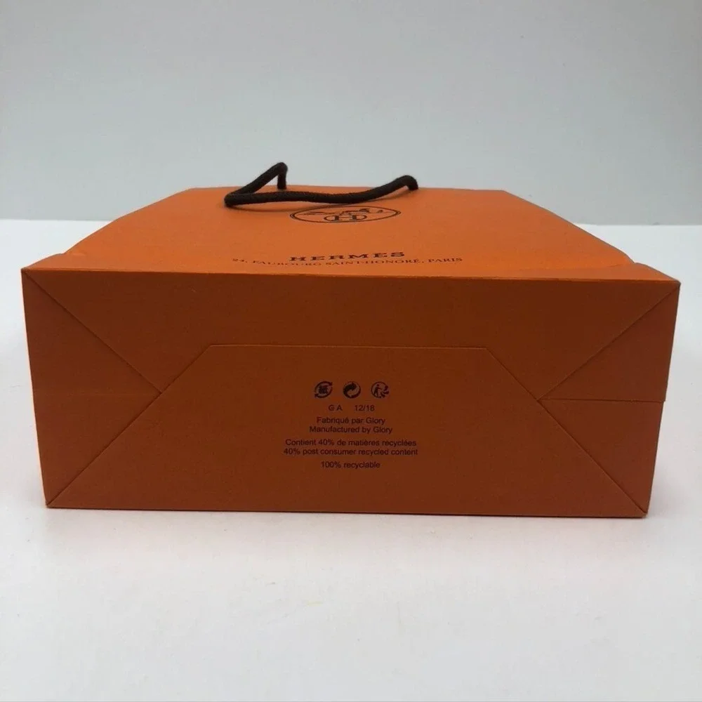 Hermes Authentic Orange Gift Paper‎ Shopping Bag Medium Rectangle 8.25x11.5x3.25